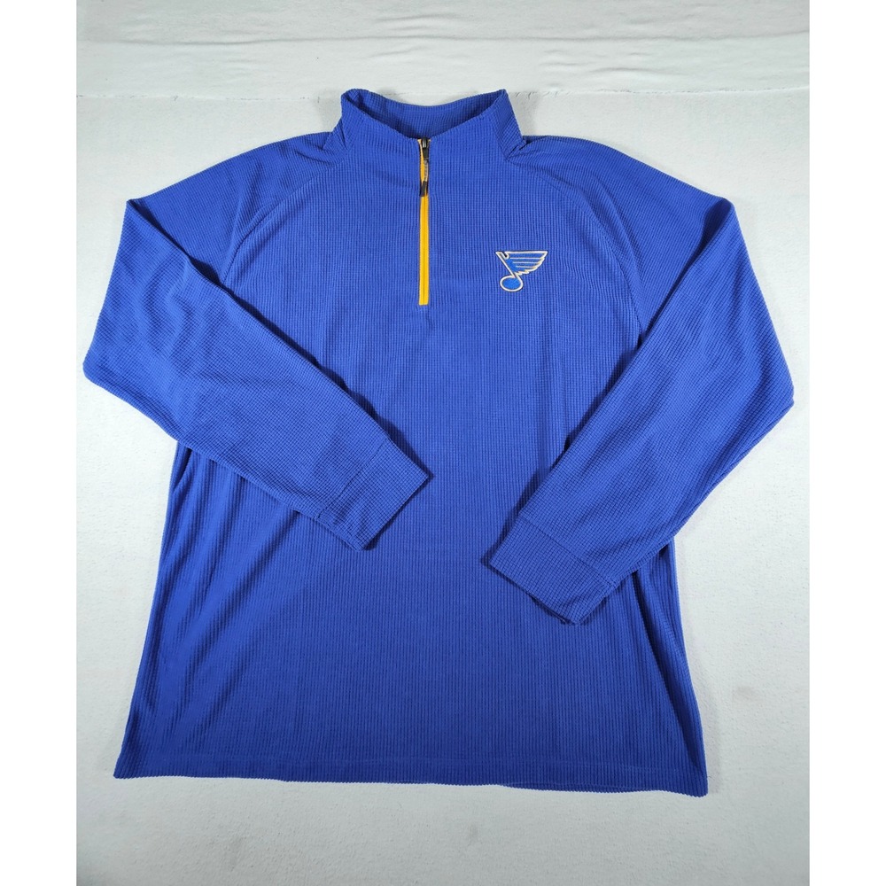 NHL St. Louis Blues Mens XL Quarter‎ Zip Pullover Blue Waffle Knit H0MVG2MCOS